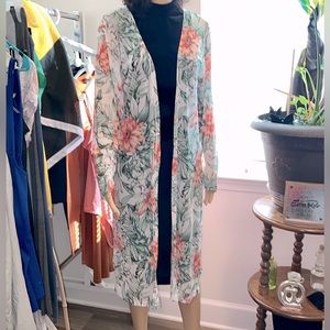 Floral chiffon kimono cardigan